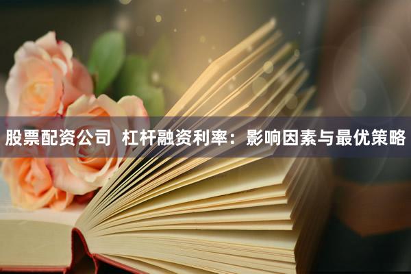 股票配资公司  杠杆融资利率：影响因素与最优策略