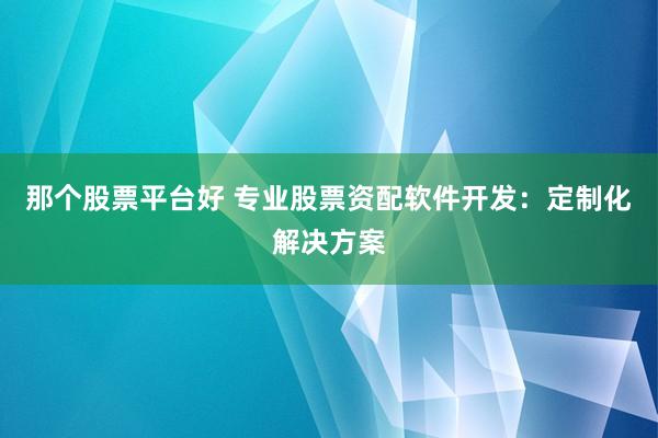 那个股票平台好 专业股票资配软件开发：定制化解决方案