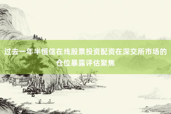 过去一年半恒信在线股票投资配资在深交所市场的仓位暴露评估聚焦