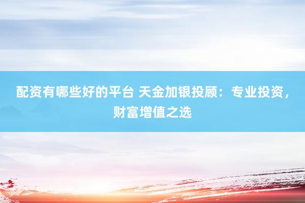 配资有哪些好的平台 天金加银投顾：专业投资，财富增值之选