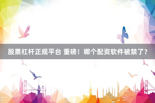 股票杠杆正规平台 重磅！哪个配资软件被禁了？