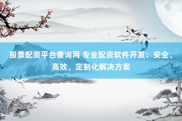 股票配资平台查询网 专业配资软件开发:安全、高效、定制化解决方案